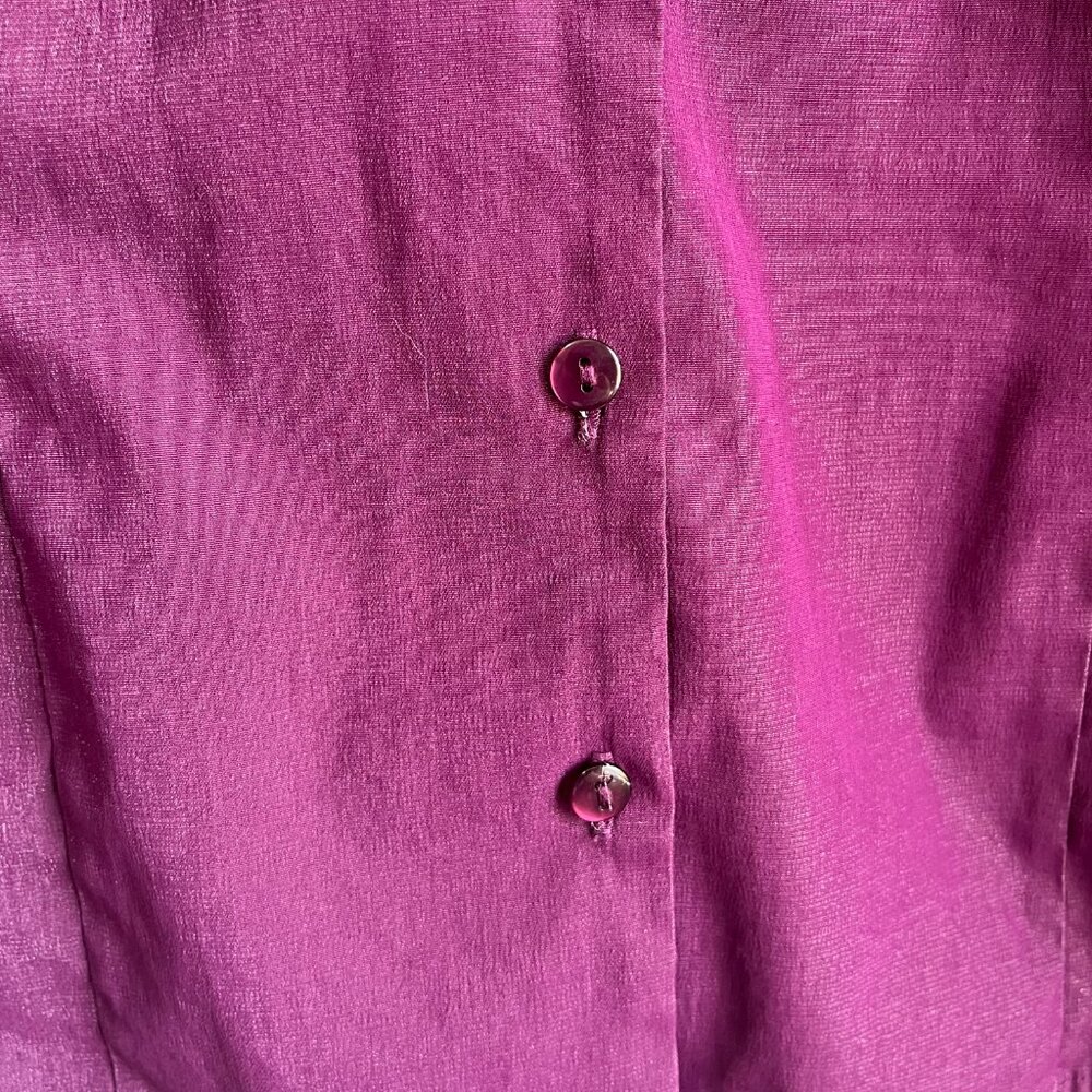 Retro Chic by Torrid Tie Neck Button Down Purple Short Sleeve Dress Shirt Size 1 - Picture 6 of 9